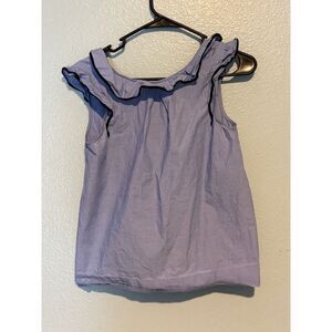 J.Crew Women's Top Size 4P Petite Blue Sleeveless Ruffle Trim Blouse MINT